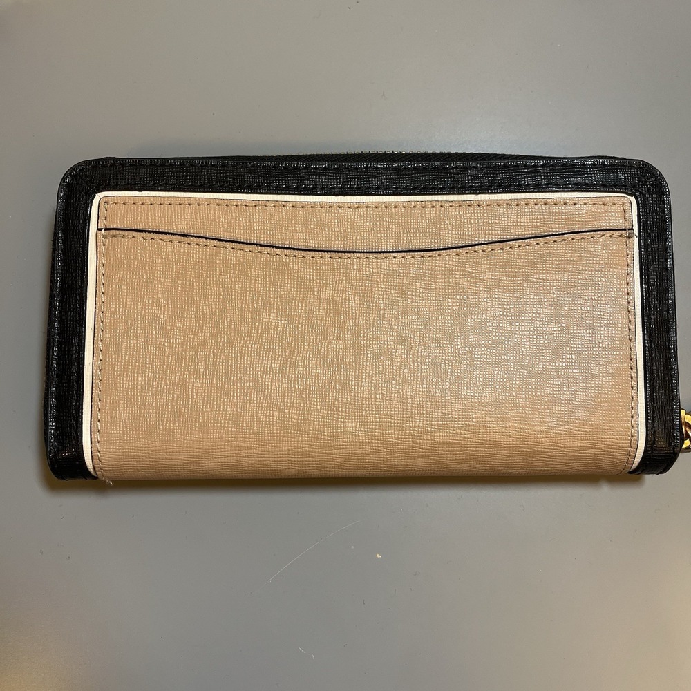 Kate Spade Morgan Beige Black Zip-around Continental Wallet K8955 $198 Retail - Picture 2 of 7